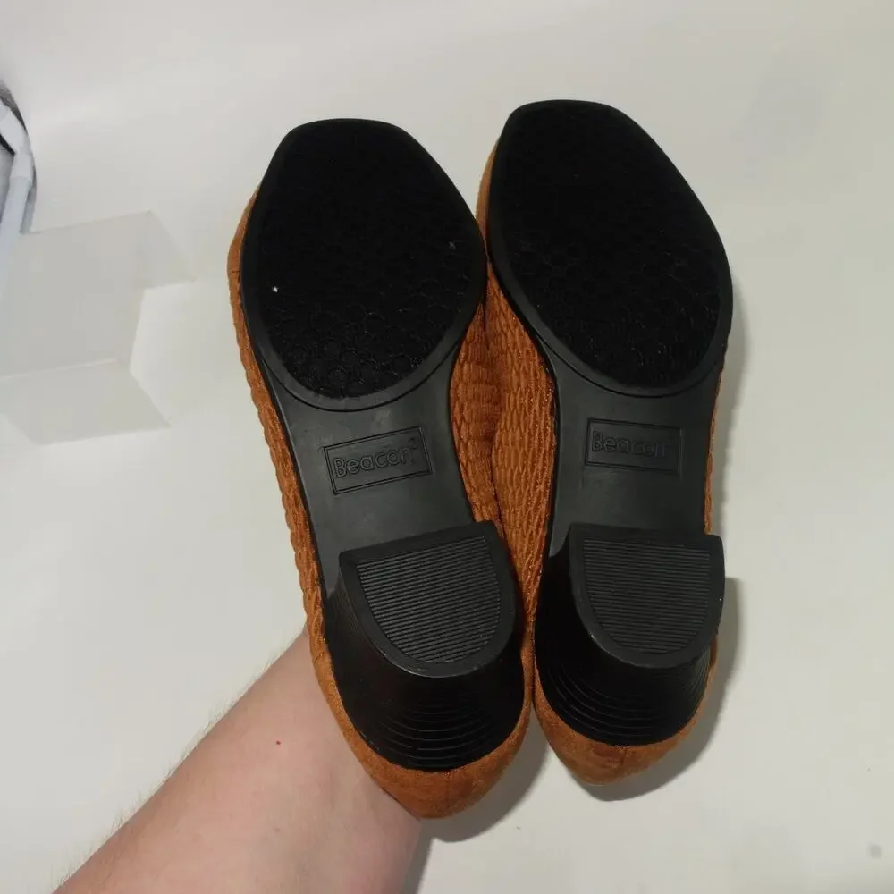 Comfort-well Beacon Stretch-n-Form Pumps Brown Square Medium Heel Shoes 7W